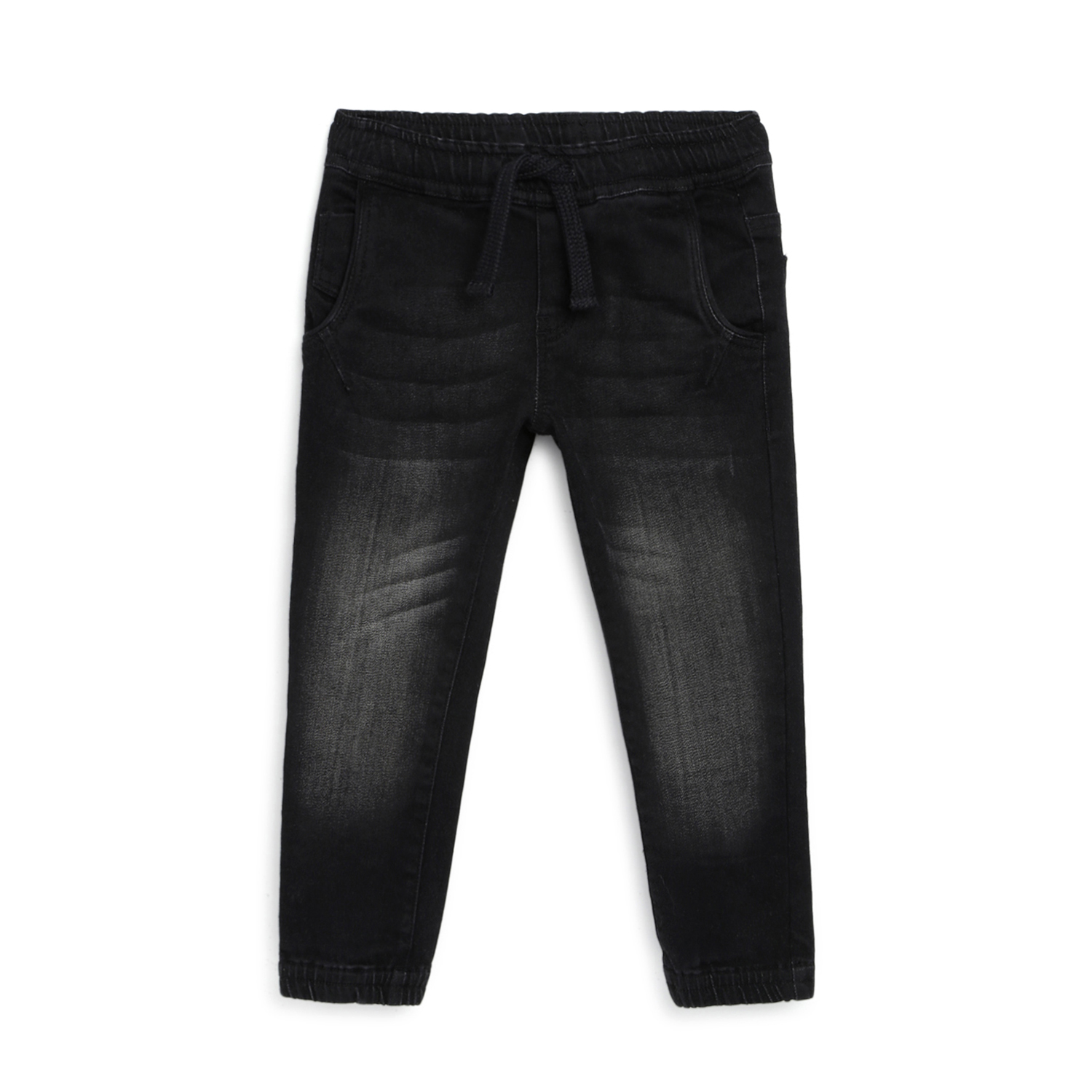 Boys Black Solid Long Trouser-Black